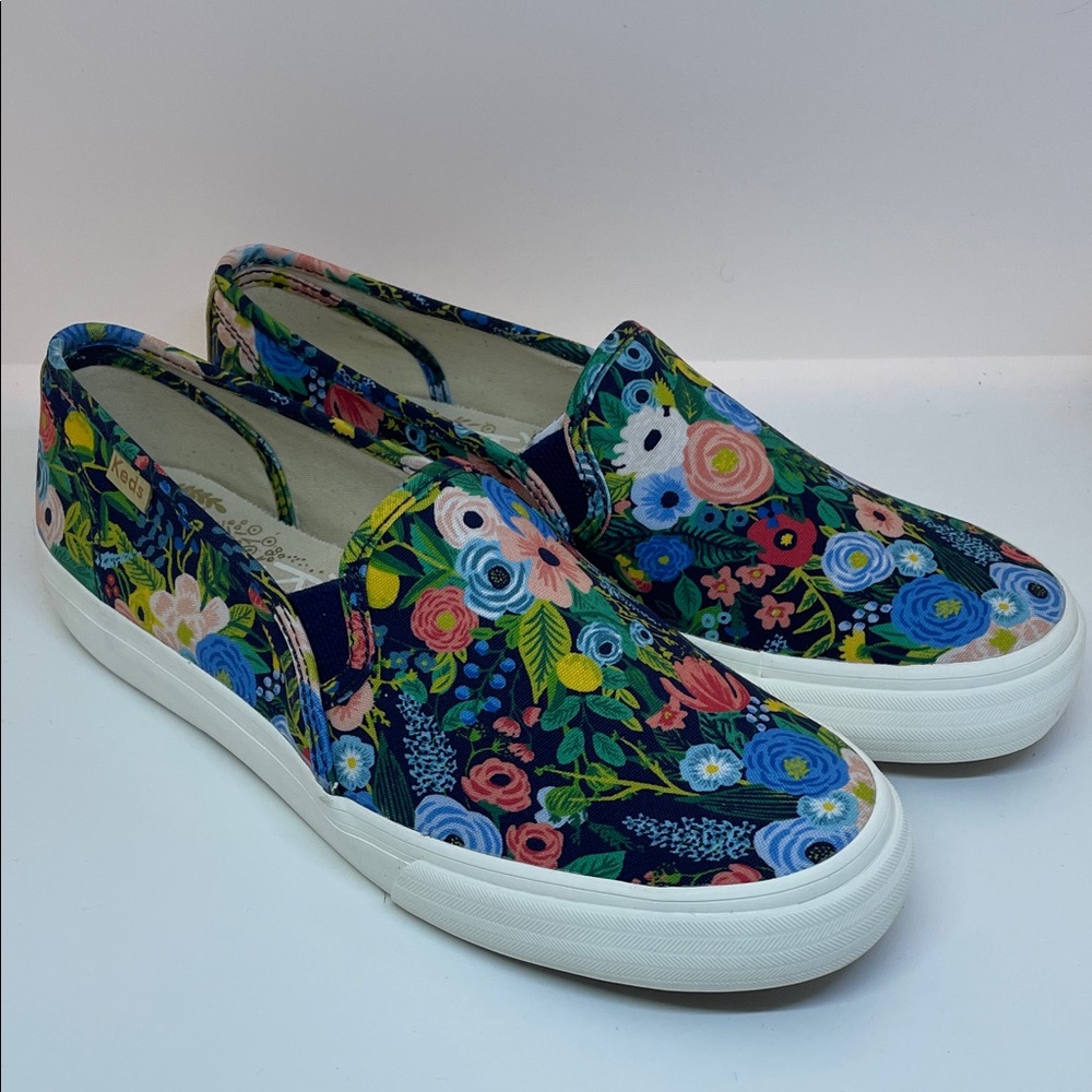 Keds + Rifle Paper - Navy Floral Slip-On Double Decker Canvas Sneakers